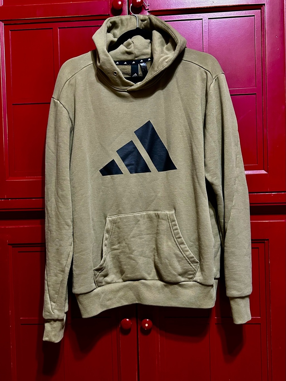 adidas Olive Hoodie with Black Logo